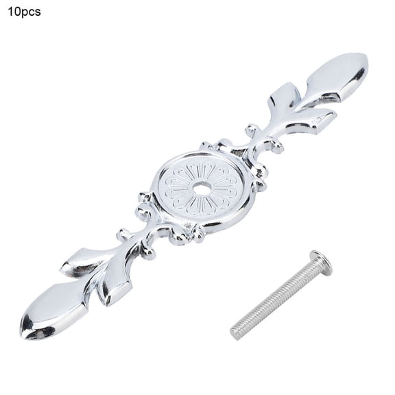 Aestri 10 Pieces Zinc Alloy Cabinet Handle Back Plate Retro Style Single Hole Door Handle Backplates Silver 4.72 Inches for Closets Cupboards and Drawers