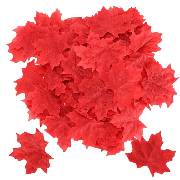 Aestri 100Pcs Artificial Maple Leaves for Thanksgiving Autumn Wedding Table Decor, Red