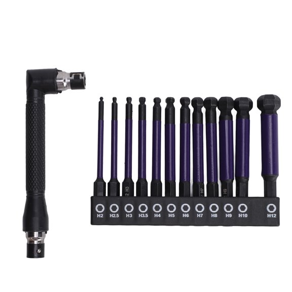 Aestri 13-Piece S2 Alloy Steel Ball End Hex Screwdriver Bit Set with Wrench, 1/4 Inch Hex Shank Driver Bits for Tight Spaces, High Precision Fastening Kit
