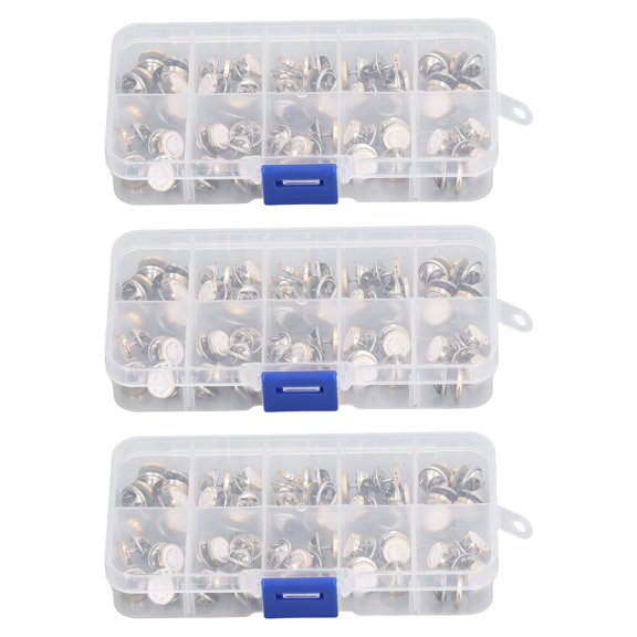 Aestri 150 Count Brooch Buttons White Smiling Face No Sew Removable Fastener Pins with Storage Cases for DIY Crafts and Garment Mending