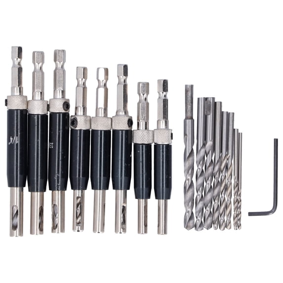 Aestri 17-Piece Self Centering Hinge Drill Bit Set with Hex Key for ...