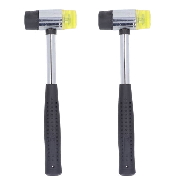 Aestri 2 Pack 25mm Rubber Mallet Set with Detachable Dual Soft Heads and Nonslip Steel Handle for Crafting and Woodworking
