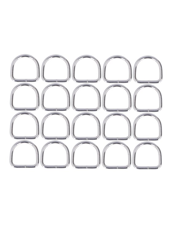 20 Pack Metal D Rings Semi Circular Heavy Duty Iron Buckles for Bag Straps Webbing Belts and Sewing DIY Crafts Silver 1.30 x 1.18 Inch