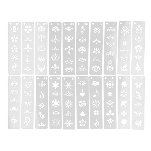 Aestri 20 Pieces Face and Body Art Painting Stencils Set with Beautiful Patterns for Party Painting Crafting Washable and Reusable ABS Material Templates