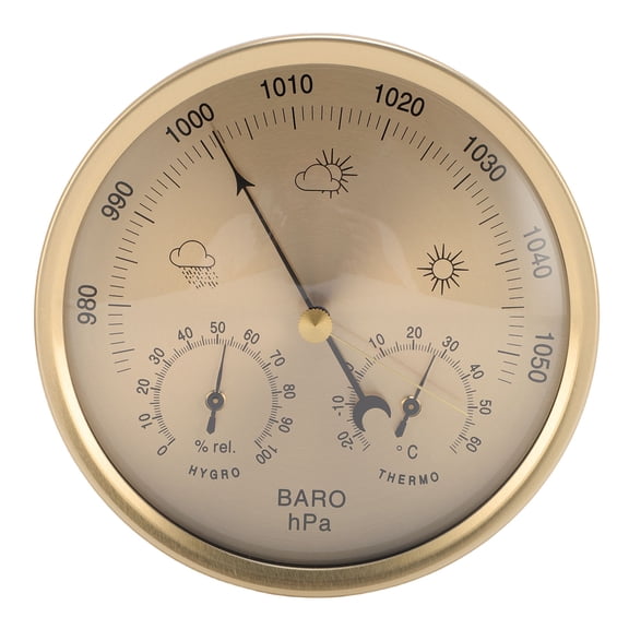 Aestri 3-in-1 Weather Station Thermometer Barometer Hygrometer, Mechanical Dial Type for Indoor Outdoor, Gold, 5.2 Inches