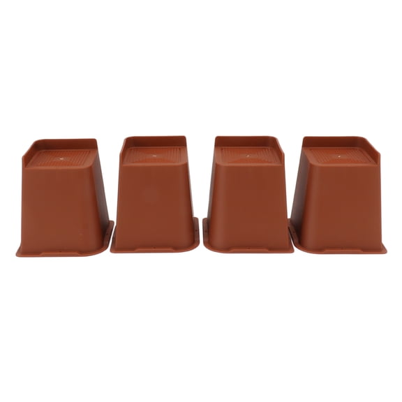 Aestri 4 Pack Heavy Duty L-Shaped Furniture Risers 6 Inch Stackable Bed and Chair Lift Blocks for Home Bedroom Storage Organization, Brown