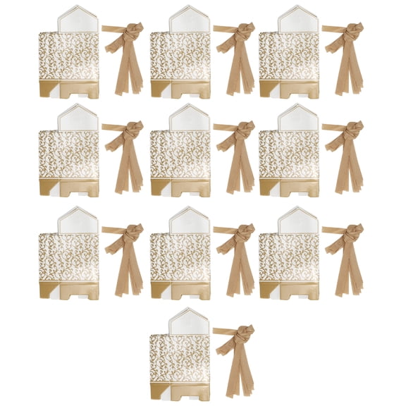 Aestri 40 Sets Paper Gift Bags Exquisite Unique Golden Pattern Small Gift Box with Bow Ribbon Decoration for Wedding Birthday Party Festival, 2.7 x 1.5 x 3.3 inches