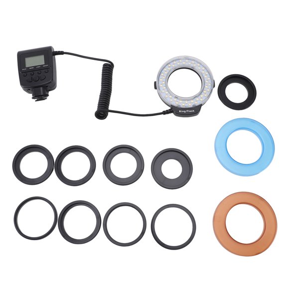 Aestri 48 LED Macro Ring Flash Light with LCD Display and Adapter Rings for DSLR Cameras