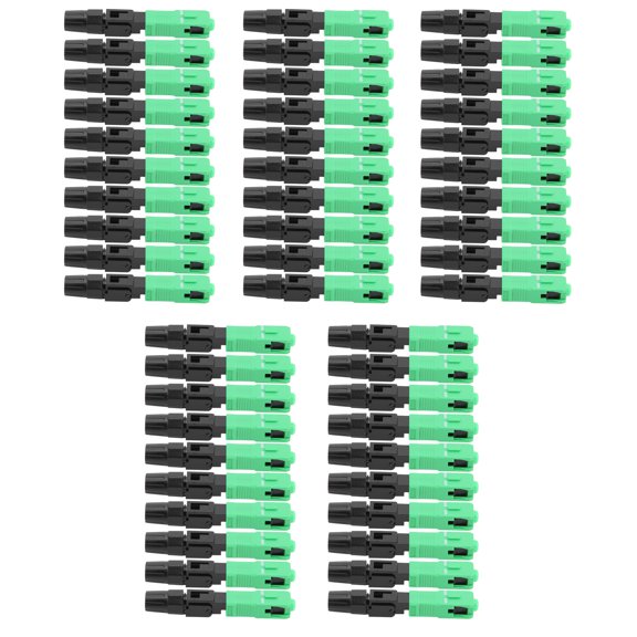 Aestri 50 Pieces SC/APC-C Fiber Optic Fast Connector Adapter Set for Optical Fiber Communication Stable Signal Transmission Telecom Grade ABS Material Green