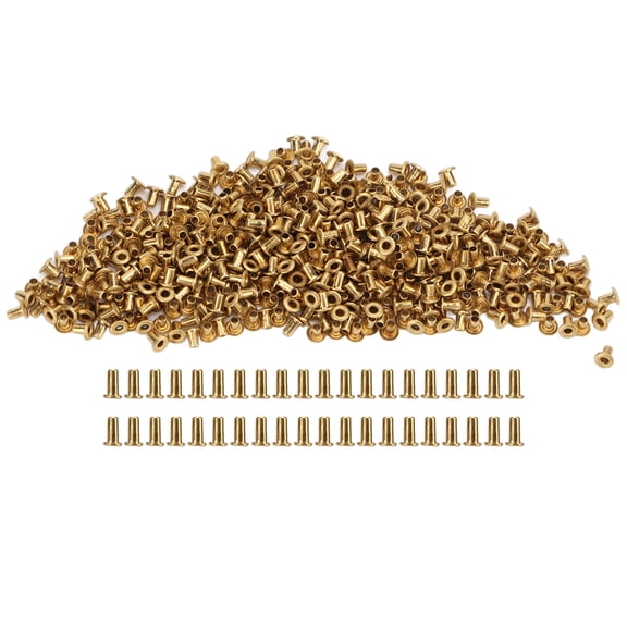Aestri 500Pcs Brass Hollow Eyelet Rivets 1.5x3x3mm for Leather Craft Clothing Bag Accessories