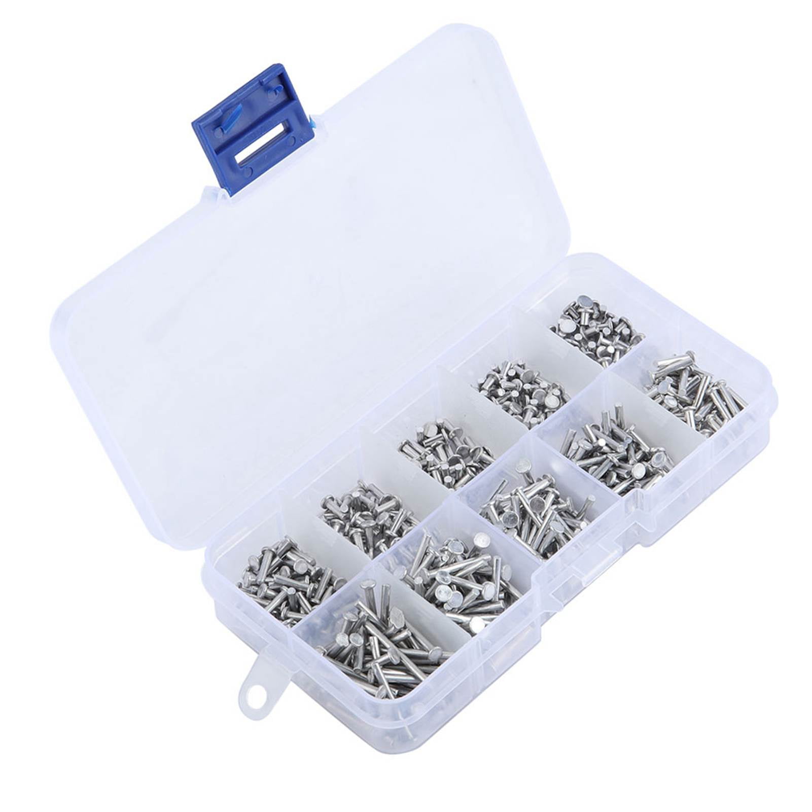 Solid Riveted Aestri 500pcs M2 Flat Head Aluminum Rivets Solid Rivet Assortment Kit ...