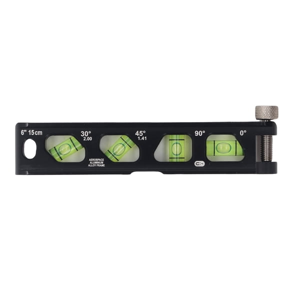 Aestri 6 Inch Magnetic Mini Level Ruler with 4 Bubbles, Cast Aluminum Compact Conduit Level Measuring Tool with Inch and Metric Scales, Black Angle Inclinometer for Plumbers and Pipe Work