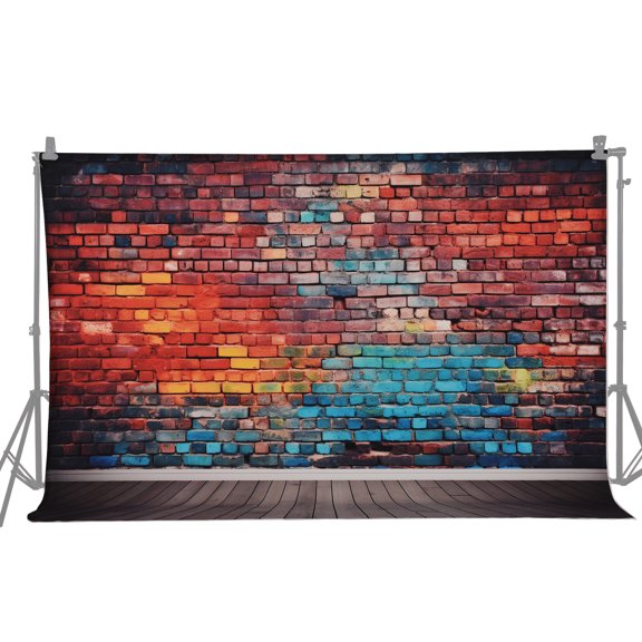 Aestri 7x5ft Colorful Brick Wall Photography Backdrop, Reusable Vinyl Portrait Photo Studio Background Prop for Home Studio, Party Decoration, and Professional Photoshoots