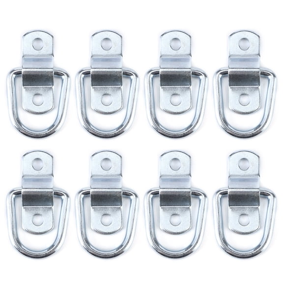 Aestri 8-Pack Heavy Duty D-Ring Tie Down Cargo Anchors Forged Lashing Rings with Mounting Brackets for Securing Loads on Flatbeds, Utility Trailers, Trucks, and Marine Transports, Silver