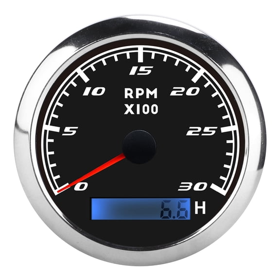 Aestri 85mm Pointer Tachometer RPM Tacho Gauge IP67 Stainless Steel Universal for Car Boat Marine Black