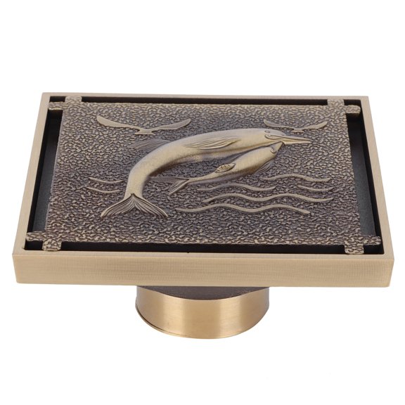 Aestri Antique Copper Square Floor Drain, 3.9 Inch Shower Bathroom Waste Drain Cover with Removable Filter for Kitchen Garage Basement, Bronze Finish