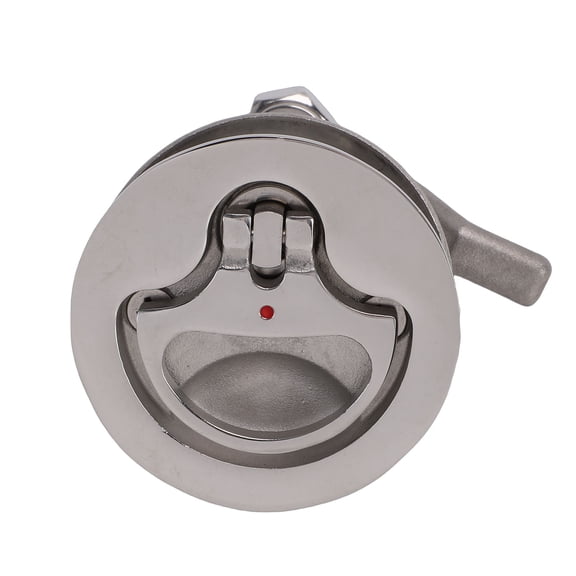 Aestri Boat Cam Latch Stainless Steel Floor Buckle Flush Pull Hatch Latch Handle with Back Plate and Red Dot Indicator for Marine Ships Yachts RV Replacement Hardware 2-5/8 Inches Outer Diameter