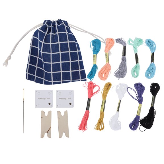 Aestri Complete Tablet Weaving Card Loom Craft Set with Wood Shuttles and Colored Embroidery Thread