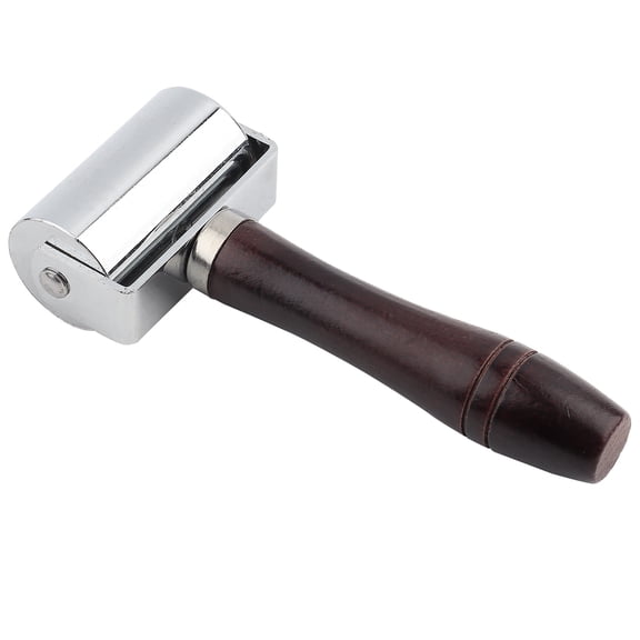 Aestri DIY Leather Press Edge Roller 60mm High Carbon Steel Leathercraft Creasing Rolling Wheel Tool with Wooden Handle for Glue Laminating and Edge Smoothing