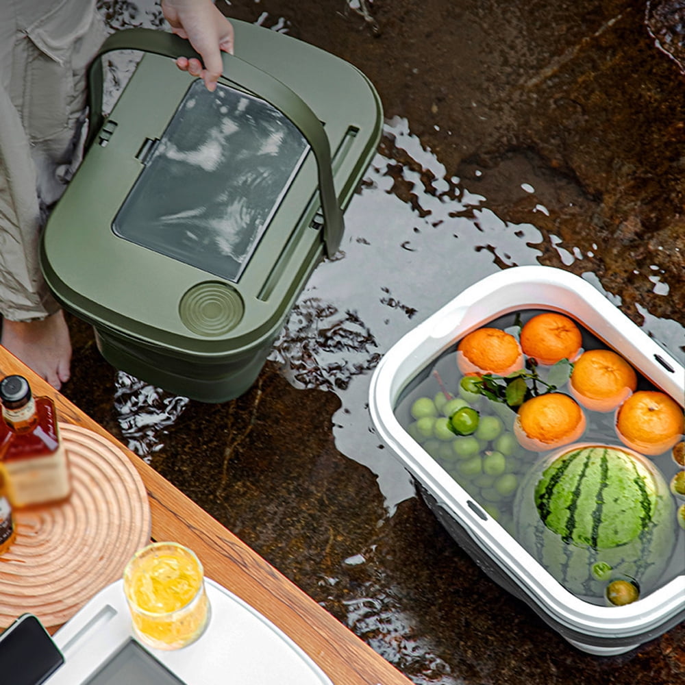 Aestri Folding Picnic Basket Camping Storage Box with Table Lid, Large ...