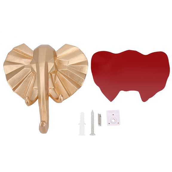 Aestri Gold Elephant Shape Resin Bathroom Wall Towel Hook, Decorative Wall Mounted Towel Holder with Installation Accessories, 3.9 x 1.6 x 4.3 Inches