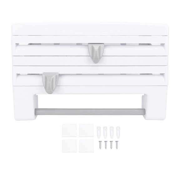 Aestri Kitchen Wrap Dispenser Wall Mounted Multipurpose Foil Organizer and Paper Towel Holder