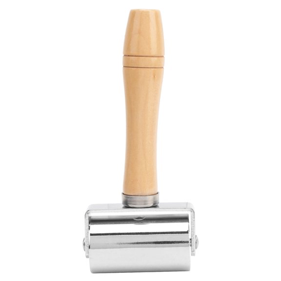 Aestri Leather Press Edge Roller DIY Craft Tool Wooden Handle Rolling Accessory Silver 60mm