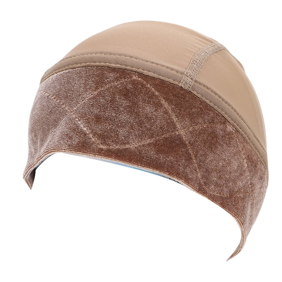 Aestri Light Brown 2-in-1 Velvet Wig Grip Band and Breathable Mesh Cap, Adjustable Wide Non-Slip Liner for Full Lace and Everyday Wigs, Comfortable Unisex Hair Support