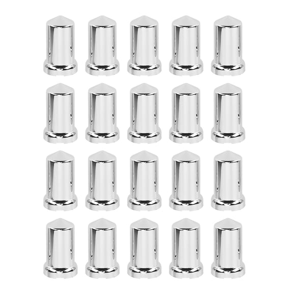 Aestri Lug Nut Covers ABS Chrome Plastic Anti Rust 33mm Flanged Caps for Trucks Trailers and Vehicles 20pcs