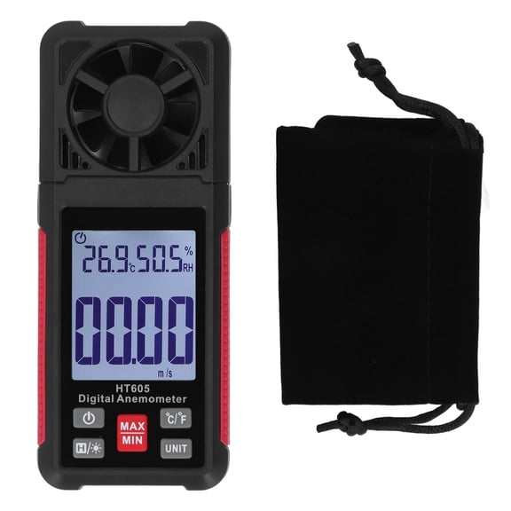 Aestri MAYILON HT605 Digital Anemometer 5 Blades Air Flow Wind Speed Tester with LCD Display Backlit Function Fast Accurate Measurement for Meteorology Industry Agriculture Environmental Protection