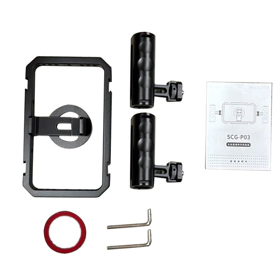 Aestri Magnetic Phone Cage Stabilizer Dual Handle Video Rig with 4 Cold Shoe Mounts and Anti-Rotation Pins for Smartphone Vlogging