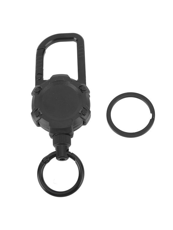 Magnetic Retractable Keychain Stainless Steel Wire Easy Pull Buckle Carabiner Key Chain Black