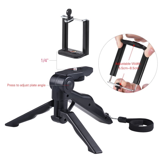 Aestri Mini Tripod Stand and Handheld Stabilizer with Phone Clamp, Black