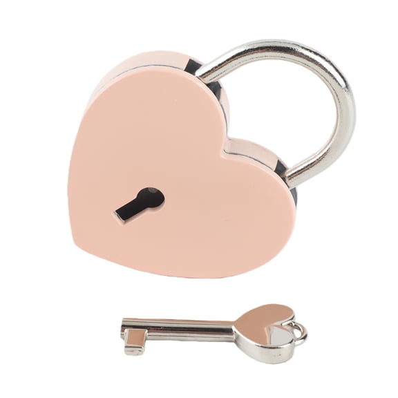 Aestri Pink Heart Shaped Padlock with Key, Metal Craft Lock for Jewelry Box, Diary, and Small Luggage, 1.8 x 2.3 Inches