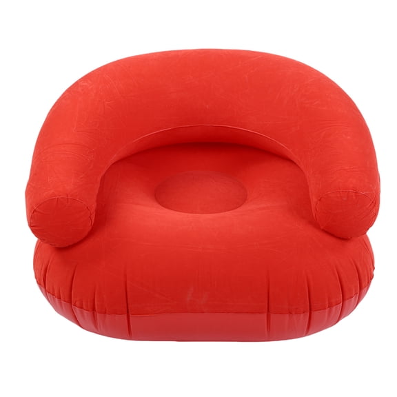 Aestri Red Inflatable Lounge Chair U Shaped Blow Up PVC Flocking Portable Sofa Couch for Home Office Balcony Floor Seating, 198 lbs Max Weight Capacity