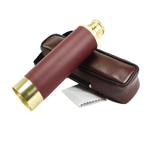 Aestri Retro Pirate Spyglass Monocular Telescope, 25x30 Zoomable Portable Handheld Scope with Folding Design, Blue-Coated Roof Prism, Metal Body and Leather Grip for Camping, Boating and Adventure