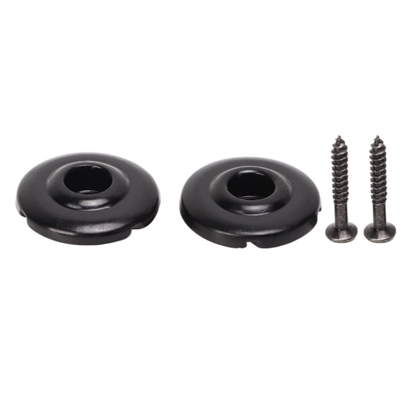 Aestri Round Electric Bass String Retainer Friction Reducing Robust Decorative Electric Bass String Tree Black Replacement Parts With Screws, 2 Pieces Set for Bass Guitars