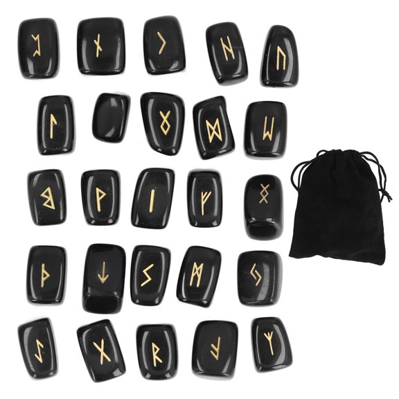 Aestri Rune Stones Ancient Rune Obsidian Material Runes Set