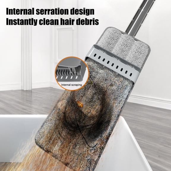 Aestri Self Wringing Flat Mop Hands-Free 360 Degree Spin Cleaning Mop with 2 Washable Mop Pads Wet Dry Use Microfiber Floor Mop for Hardwood Laminate Tile Floor Cleaning