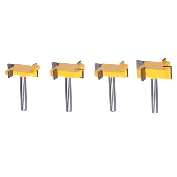 Aestri Surfacing Router Bit 1/4 Inch Shank 4 Flute Tipped Slab Flattening CNC Woodworking Milling Cutter Tool Set for Wood Grooving and Trimming, 4 Pieces