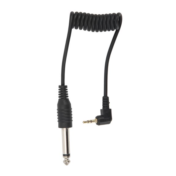 Aestri Universal Camera Sync Cable Gold Plated 2.5mm Male to 6.35mm Male Audio Coiled Cord 11.8 to 27.6 Inches / 30 to 70 cm Black PVC Coiled Connecting Line for Flash Trigger and Audio Equipment