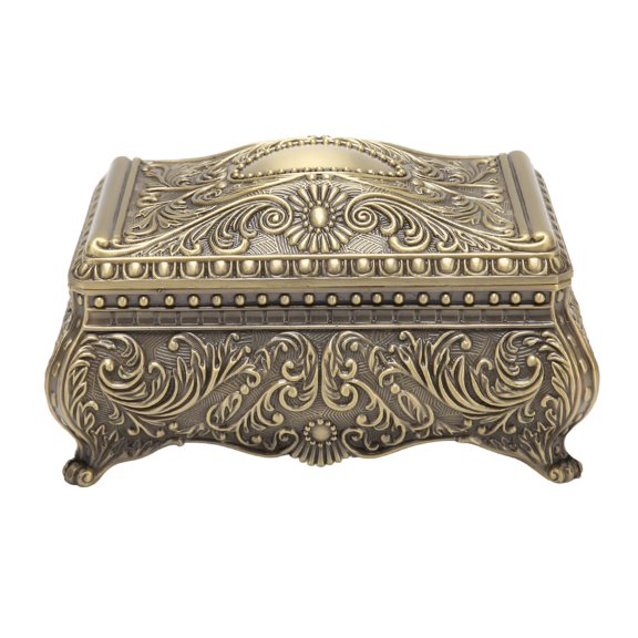 Aestri Vintage Zinc Alloy Jewelry Box European Style Treasure Storage Keepsake Case, Bronze
