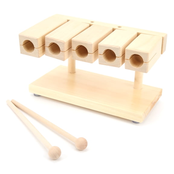 Aestri Wood Percussion Block 5 Tones Rhythm Maple Blocks with Hammer for Opera Music