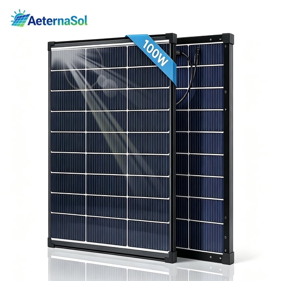AeternaSol 100W Bifacial Solar Panel 12V N-Type 16BB 25.6% High Efficiency IP68 for RV Marine Cabin Roof Farm