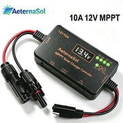 AeternaSol 10A MPPT Solar Charge Controller, 12V Auto Battery Regulator with USB-C 36W PD & 18W QC Fast Charging for LiFePO4 AGM Gel