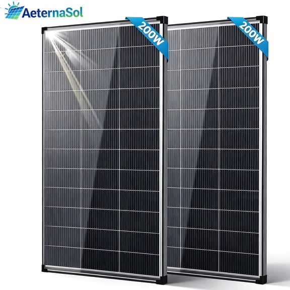 AeternaSol 400W Solar Panel Kit (2-Pack 200W), Bifacial N-Type 18BB A+ Grade 12V IP68 Waterproof for RV Boat Rooftop Off-Grid