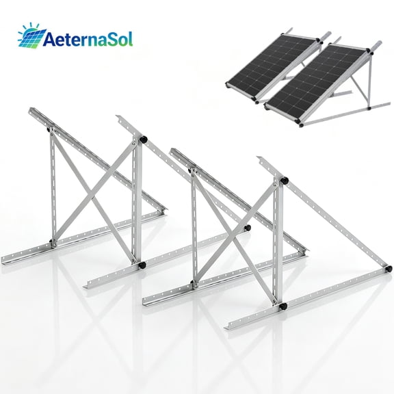 AeternaSol Solar Panel Mount Brackets 2-Pack, 45° Adjustable Tilt Upgraded Heavy-Duty 2400Pa Windproof for 100-400W Panels
