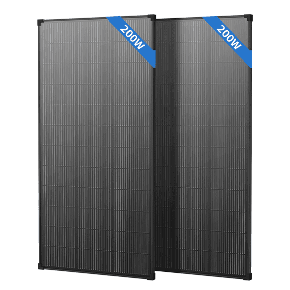 AeternaSol 2 Pack 200W Total 400W  N-Type 18BB Mono Solar Panel Kit, 25% High Efficiency IP68 Waterproof 12V/24V for RV, Marine, Farm, Off-Grid Home