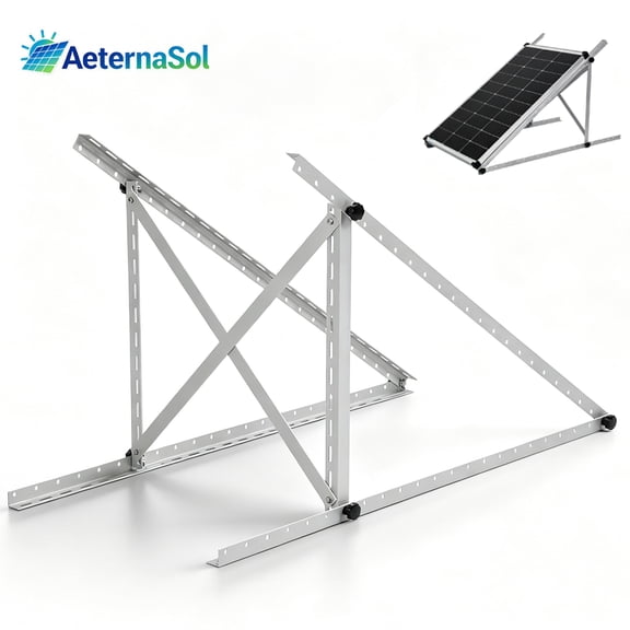 AeternaSol Solar Panel Mount Brackets, 45° Adjustable Tilt Upgraded Heavy-Duty 2400Pa Windproof for 100-400W Panels