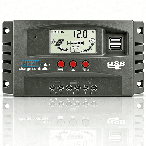 AeternaSol 60A MPPT Solar Charge Controller, 12V/24V Auto, Dual USB Port and Timer Setting Fit , Intelligent Regulator for Lead-Acid AGM Li Battery
